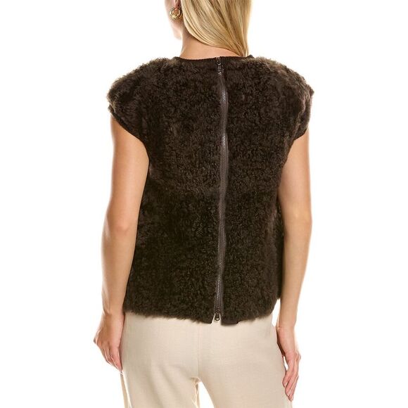 Brunello Cucinelli Womens Silk-Lined Shearling Top - Picture 2 of 3